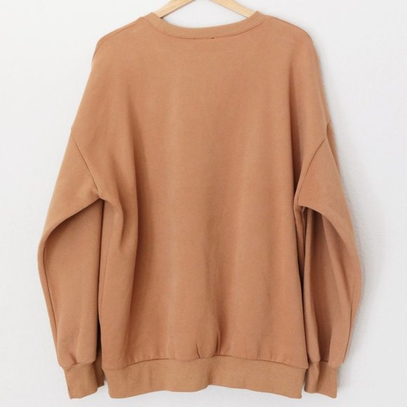 NEW Miss Lola Unisex XXL Cozy Feel Oversize Fleece Sweatshirt Pullover Tan Latte - Picture 5 of 13